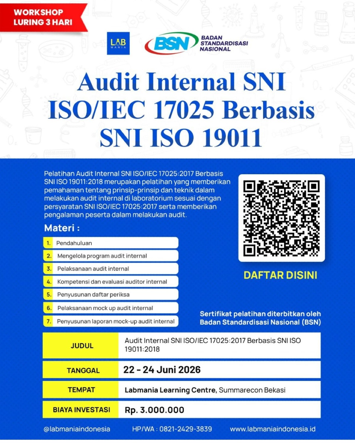 Audit Internal SNI ISO/IEC 17025 Berbasis SNI ISO 19011