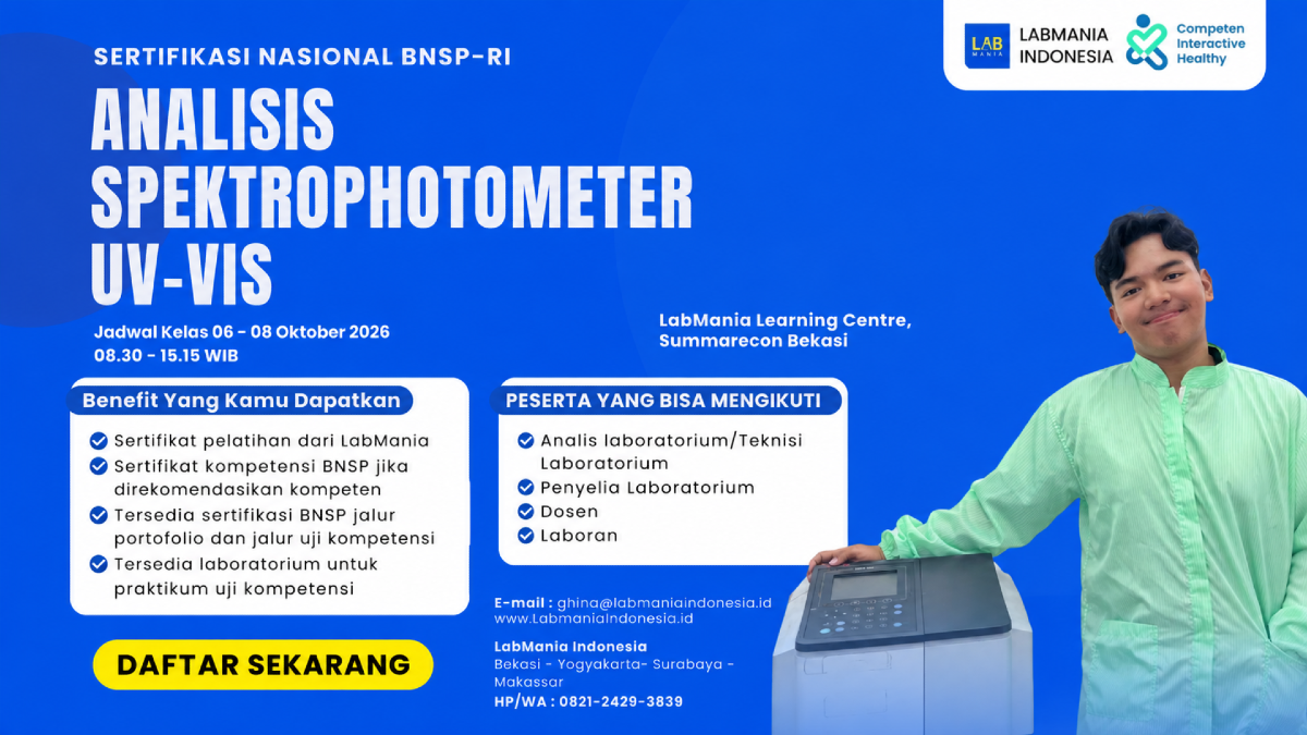 Analisis Spektrofotometri UV-VIS Berbasis Kompetensi (06 - 08 Okt 2026)