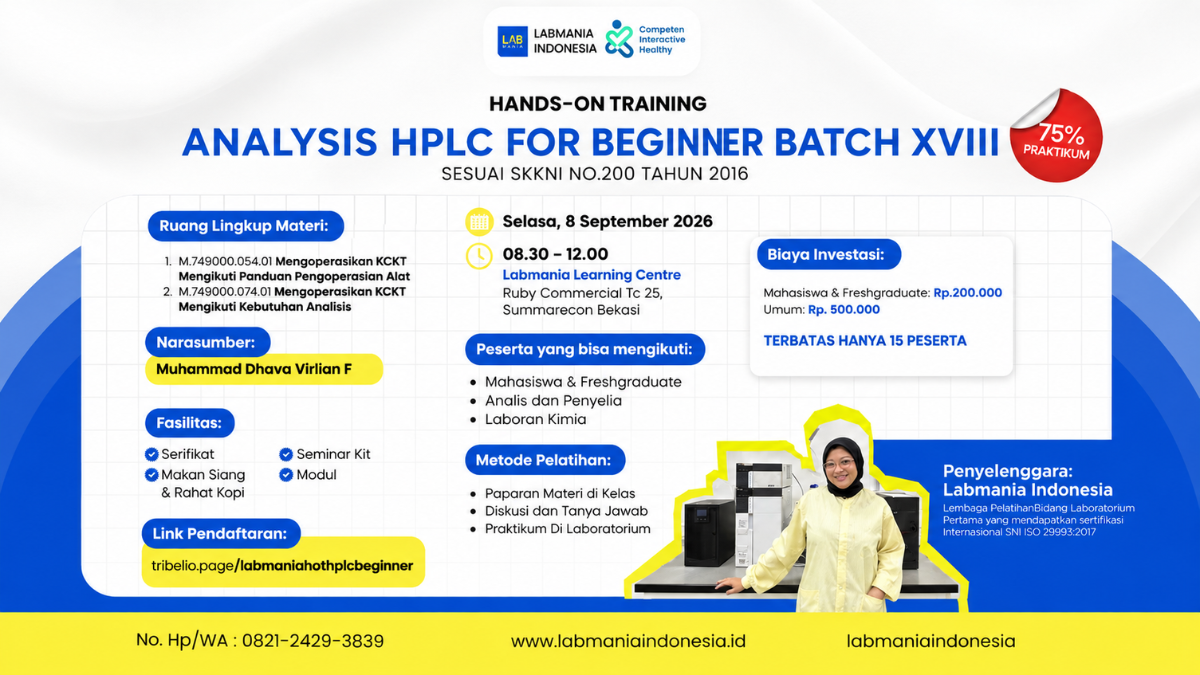 Hands On Training Analysis HPLC For Beginner (08 September 2026)
