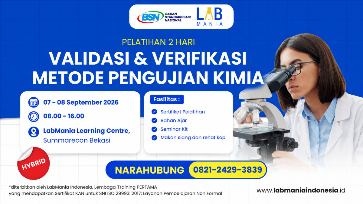 Pelatihan Validasi & Verifikasi Metode Pengujian Kimia (07 - 08 September 2026)