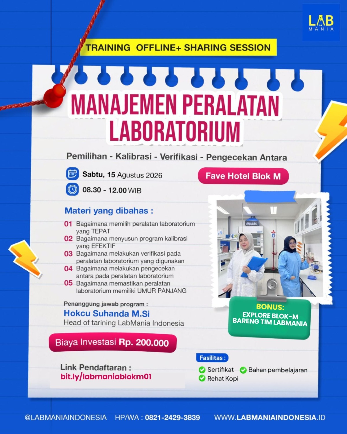 Public Training Manajemen Peralatan Laboratorium 15 Agustus 2026