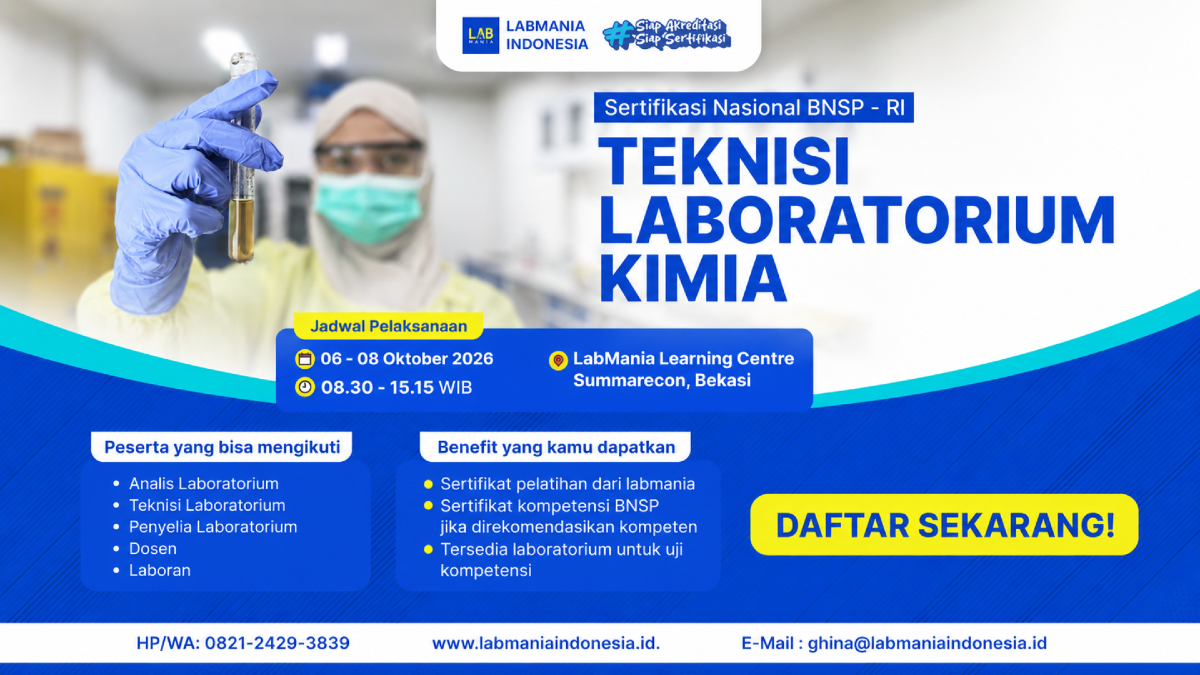 Teknisi Laboratorium Kimia Berbasis Kompetensi (06 - 08 Okt 2026)