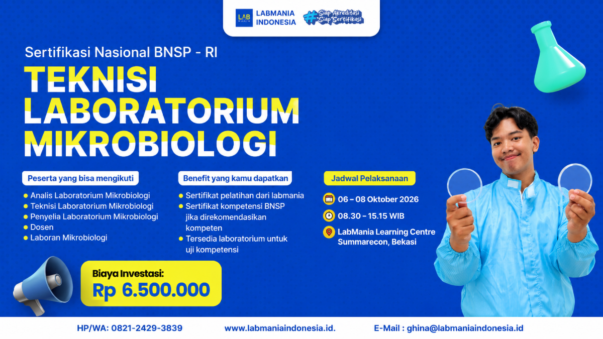 Teknisi Laboratorium Mikrobiologi Berbasis Kompetensi (06 - 08 Okt 2026)