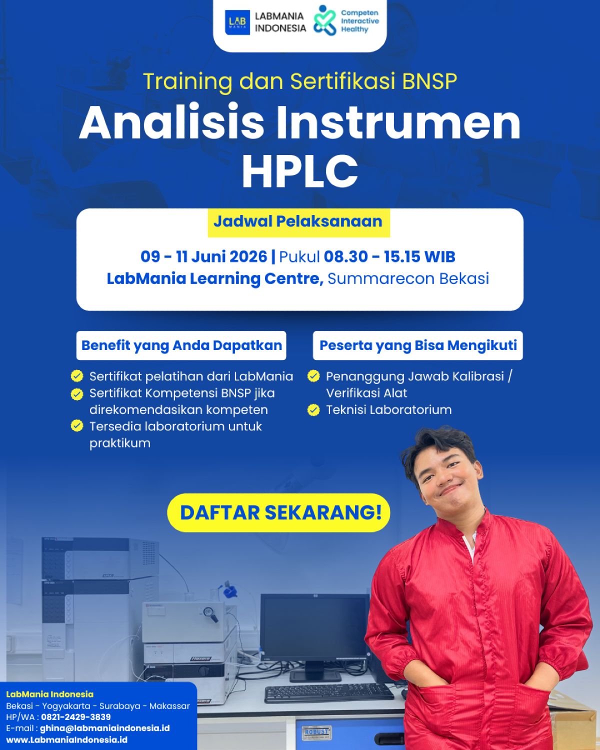 Training dan Sertifikasi Analisis Instrumen HPLC