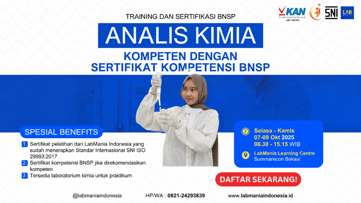 Training dan Sertifikasi BNSP Analis Kimia