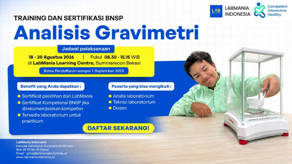 Training dan Sertifikasi BNSP Analisis Gravimetri