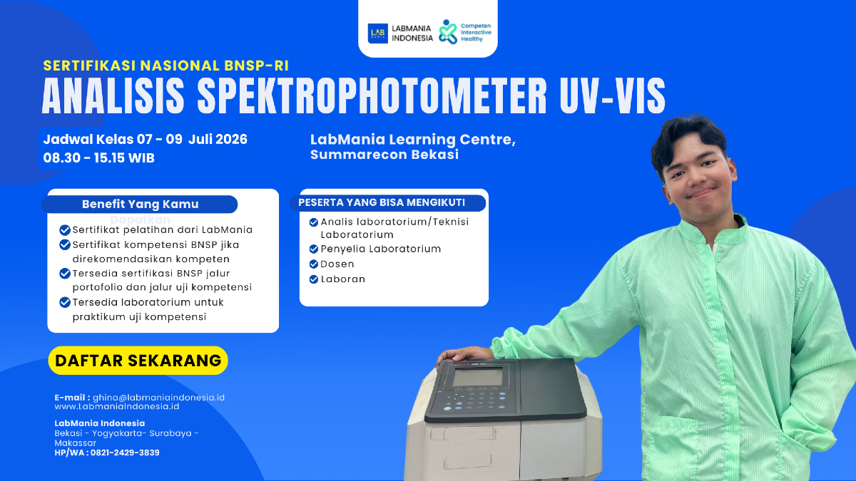 Training dan Sertifikasi BNSP Analisis Spektrofotometri UV-Vis