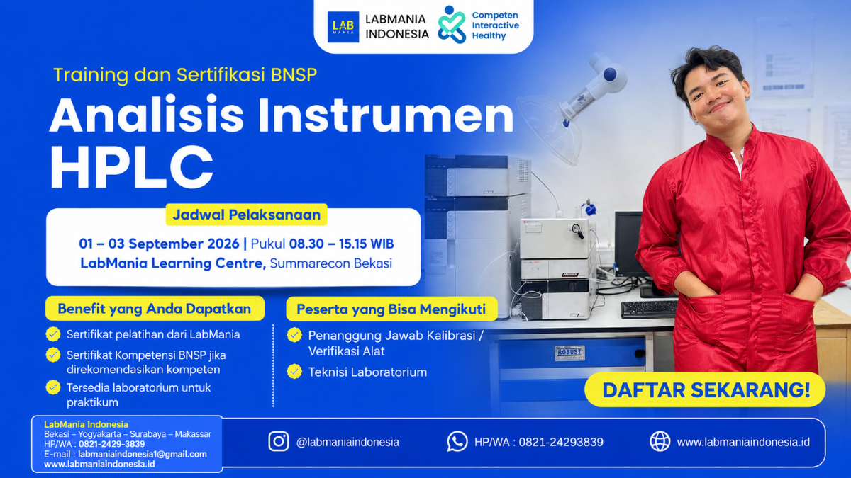 Training & Sertifikasi BNSP Analisis HPLC (01 - 03 September 2026)