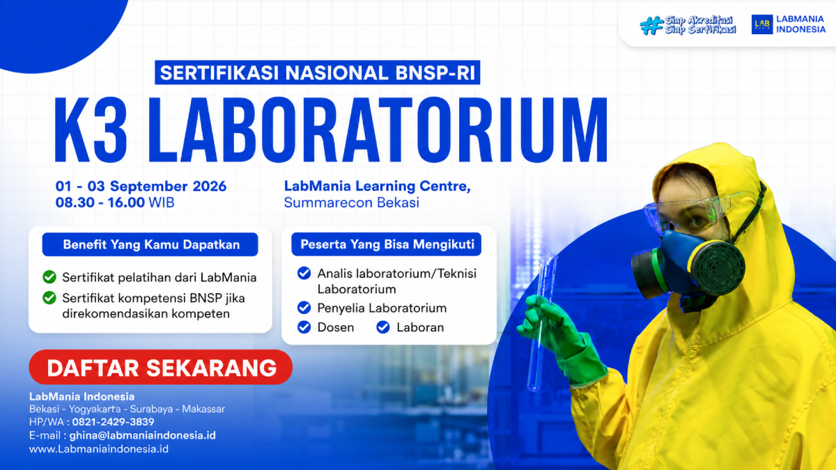 Training & Sertifikasi BNSP K3 Laboratorium (01 - 03 September 2026)